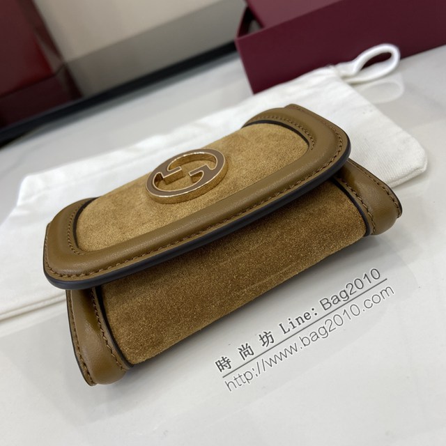 Gucci專櫃古馳最新款圓形互扣式雙G標識卡片夾卡包零錢包 jh2673型號：818795